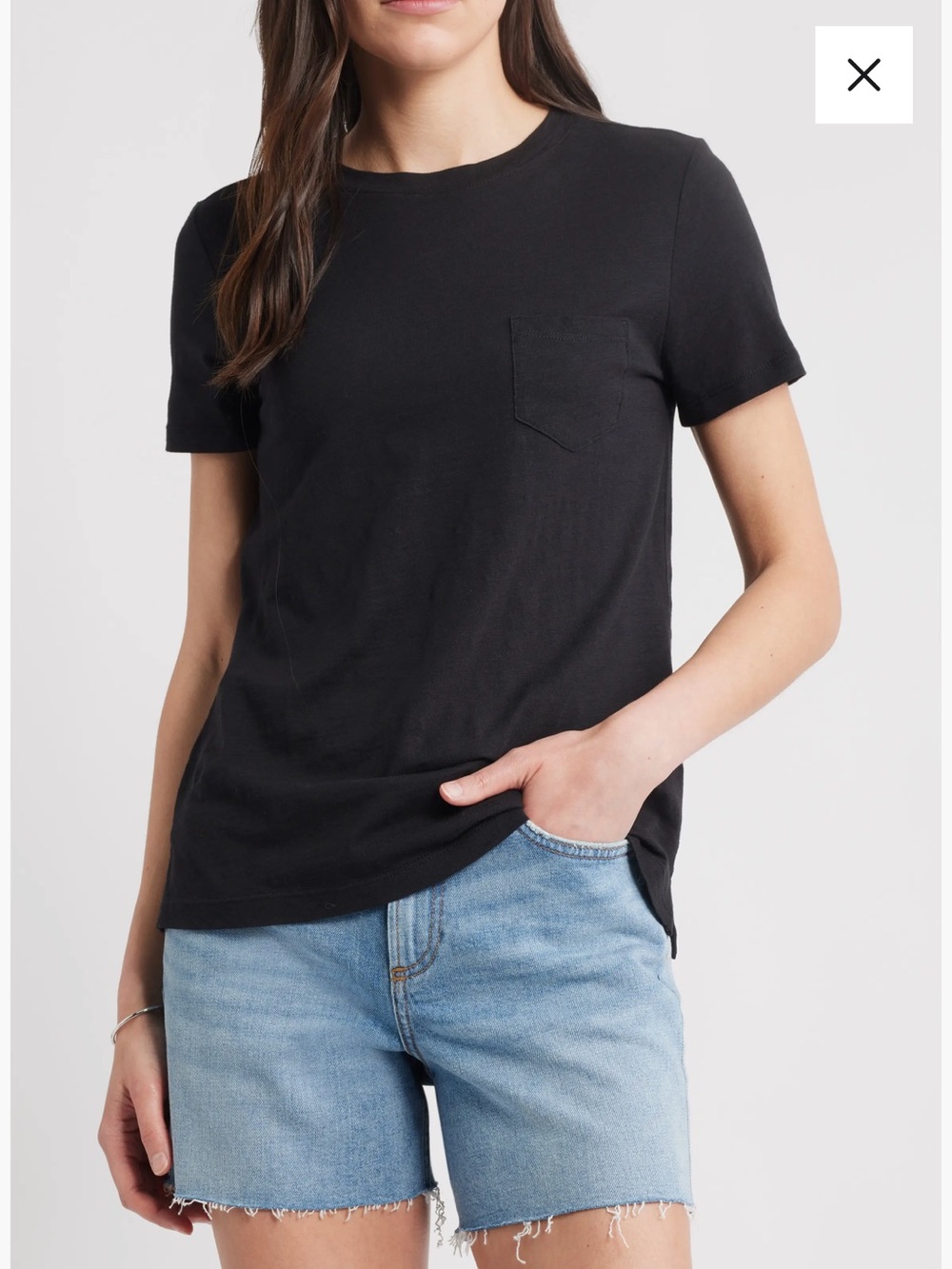 NWT Caslon Sz Med Women’s Black Cotton & Modal Pocket T-shirt Light Top Ret $24!